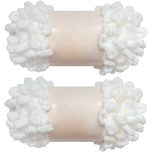 Yarn 100% Polyester Chenille Puffy Yarn, 2pcs/200g Loop  DIY Hand Woven Knitting Crafts Supplies，Craft Chunky Finger Knitting Loopy Yarn Soft and Light Material.