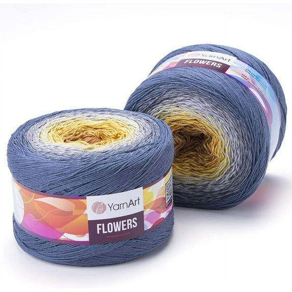Yarn Art Flowers Yarn 55% Cotton 45% Acrylic 250gr 1094yds Multicolor Cotton Yarn Rainbow Crochet Yarn Spring Summer 2 Sport Yarn (316)