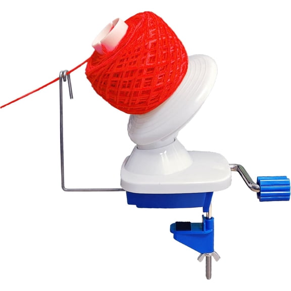 Yarn Ball Winder Hand Operated Winding Wool Winder Machine Yarn String Ball Winder, Convenient Ball Winder for Yarn Tabletop Clamp, Blue
