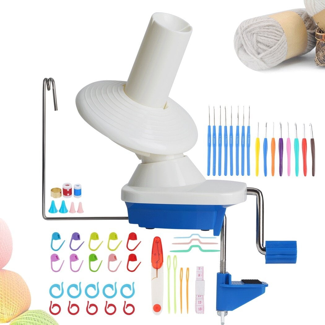 Yarn Ball Winder Kit, Includes Knitting Needles Crochets Set, Simple Manual Wool Winder with