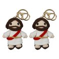 thumbnail image 1 of Yarn Bearded Figure Keychain Crocheted Pendant Bag Charm With Metal Clasp Decorative Accent for Purse Backpack Luggage, 1 of 9