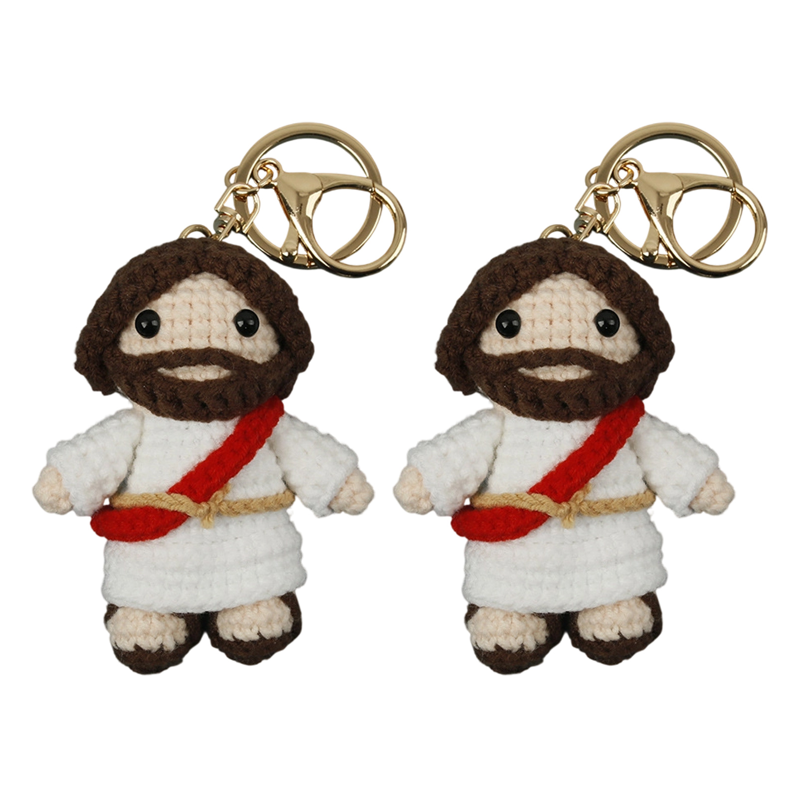 Yarn Bearded Figure Keychain Crocheted Pendant Bag Charm With Metal Clasp Decorative Accent for Purse Backpack Luggage