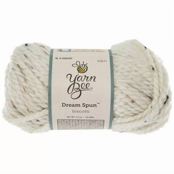 Yarn Bee Dream Spun Yarn, Bulky Acrylic and Superwash Wool, 76 Yards, Biscotti