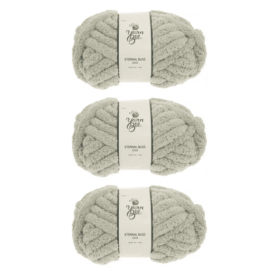 Yarn Bee Eternal Bliss, Jumbo Weight 100% Polyester Yarn, 28 Yards, Set of 3, Sage