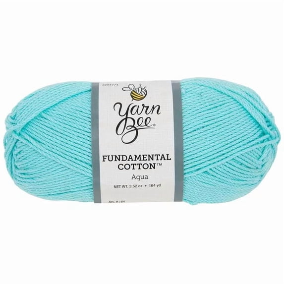 Yarn Bee Fundamental Cotton Yarn, Medium Weight 100% Mercerized Cotton Yarn, 164 Yards, Aqua