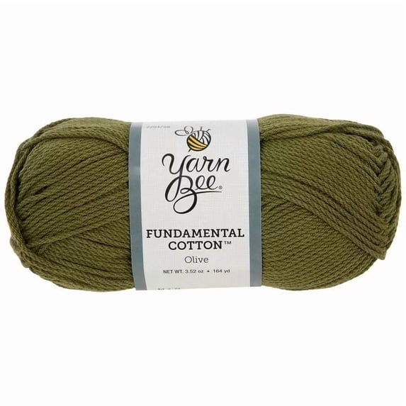 Yarn Bee Fundamental Cotton Yarn, Medium Weight 100% Mercerized Cotton Yarn, 164 Yards, Olive