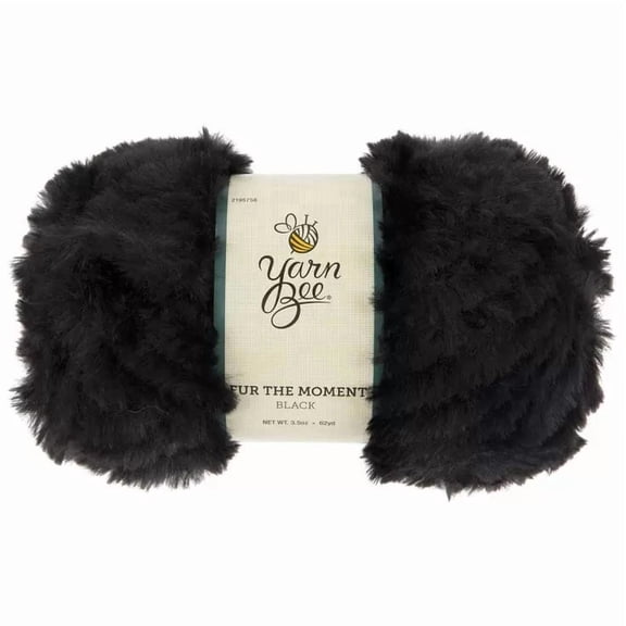 Yarn Bee Fur The Moment Yarn, Super Bulky Weight 100% Polyester Yarn, 62 Yards, Black