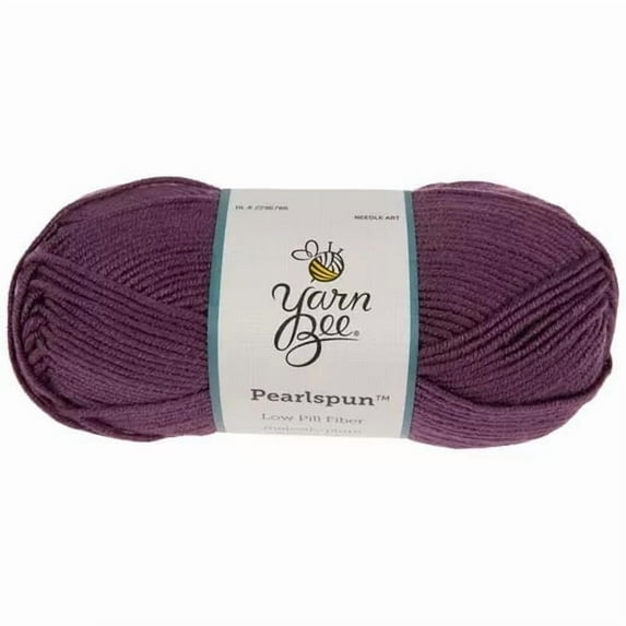Yarn Bee Pearlspun, Medium Weight Low Pill Acrylic, 150 Yards, Majestic Plum
