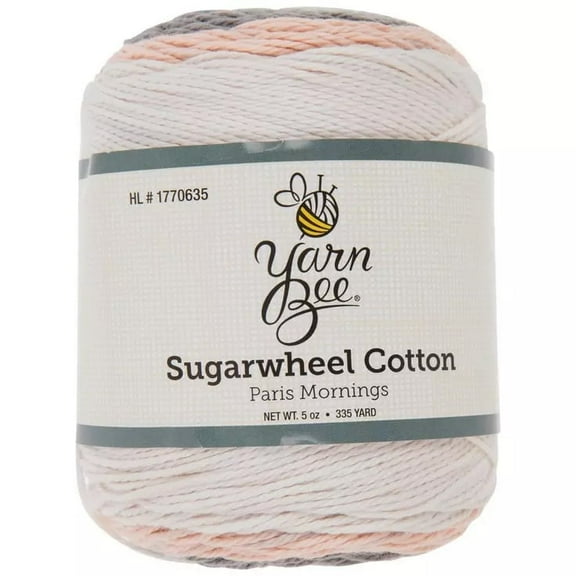 Yarn Bee Sugarwheel Cotton Yarn Cake, Light Weight 100% Cotton, 335 Yards, Paris Mornings