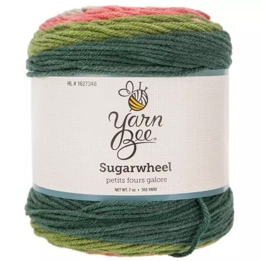 Yarn Bee Sugarwheel Yarn Cake, Medium Weight Acrylic, 355 Yards, Petits Fours Galore