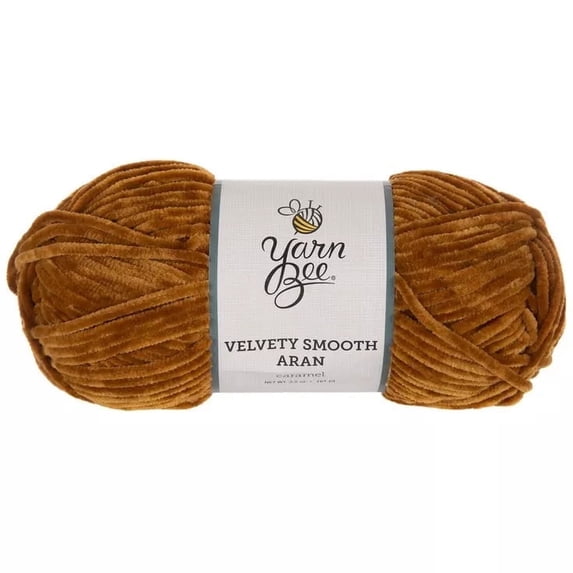 Yarn Bee Velvety Smooth Aran Yarn, Medium Weight 100% Polyester Yarn, 161 Yards, Caramel