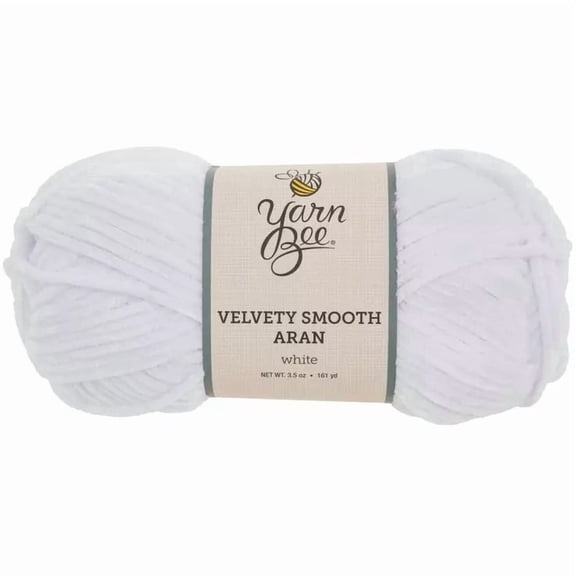 Yarn Bee Velvety Smooth Aran Yarn, Medium Weight 100% Polyester Yarn, 161 Yards, White
