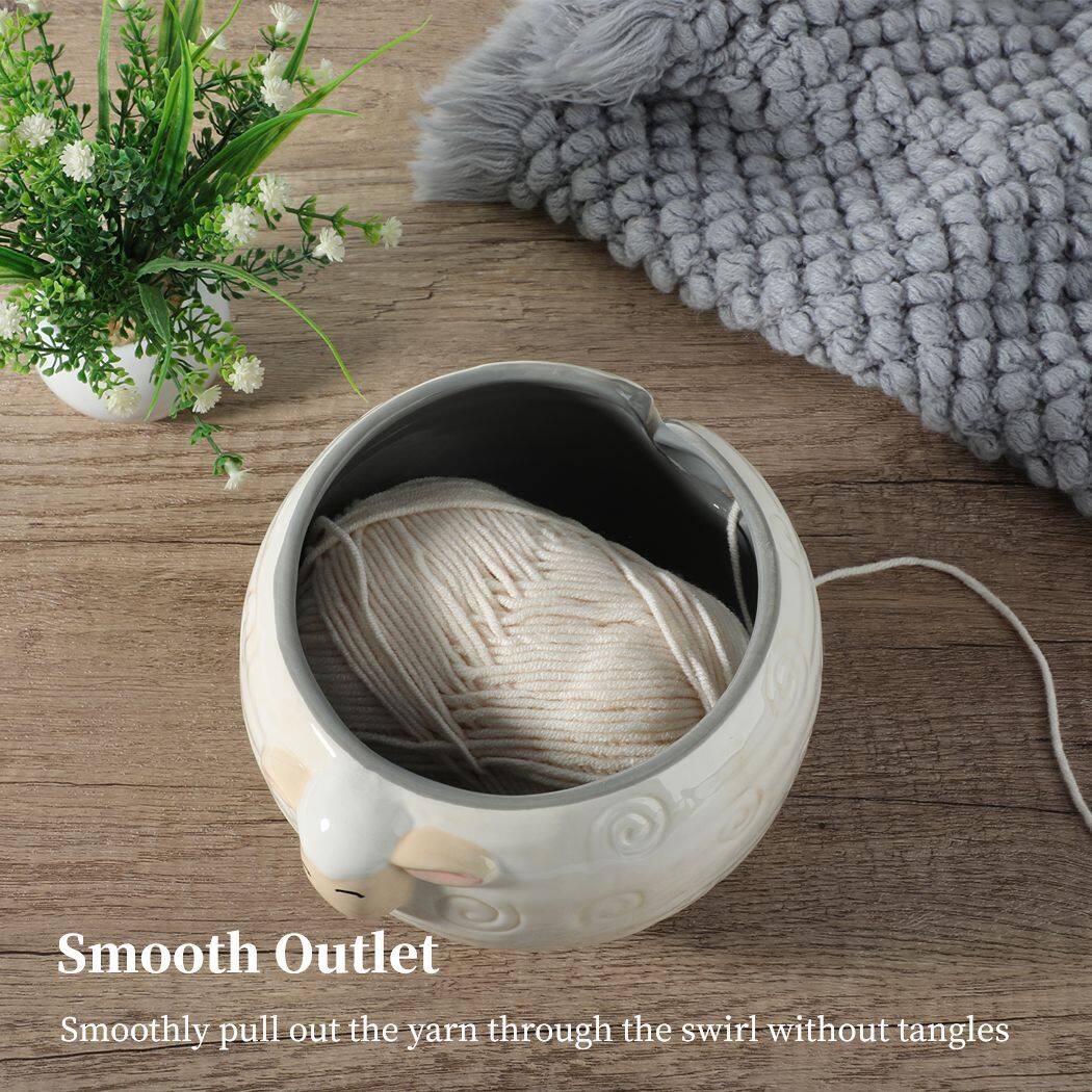 Yarn Bowl Ceramic Sheep Decorative Crafted Yarn Storage Bowl Knitting Yarn Bowl