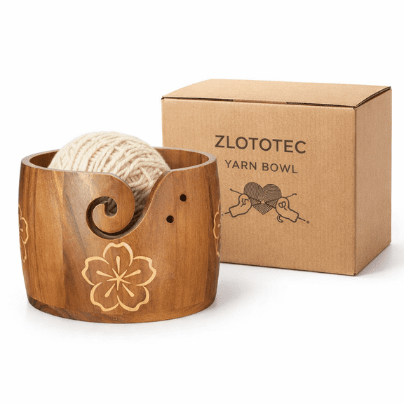 Yarn Bowl, Extra Large, Pine Wood, Unique Design, Crochet Bowl for Yarn Holder, Knitting, Crochet, Macrame, Craft Accessories, Gift for Knitting Lovers (17.78 x 12.7 cm, 5 x 7 inches)