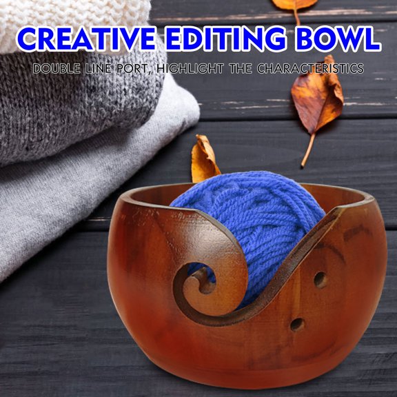 Yarn Bowl Organizer Wood Storage Portable Holder Handmade for Knitting Crochet