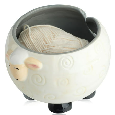 Yarn Bowl for Crocheting Lovely Sheep Shaped Ceramic Yarn Bowl Holder Crochet Knitting Bowl for Needlecraft 6x4"