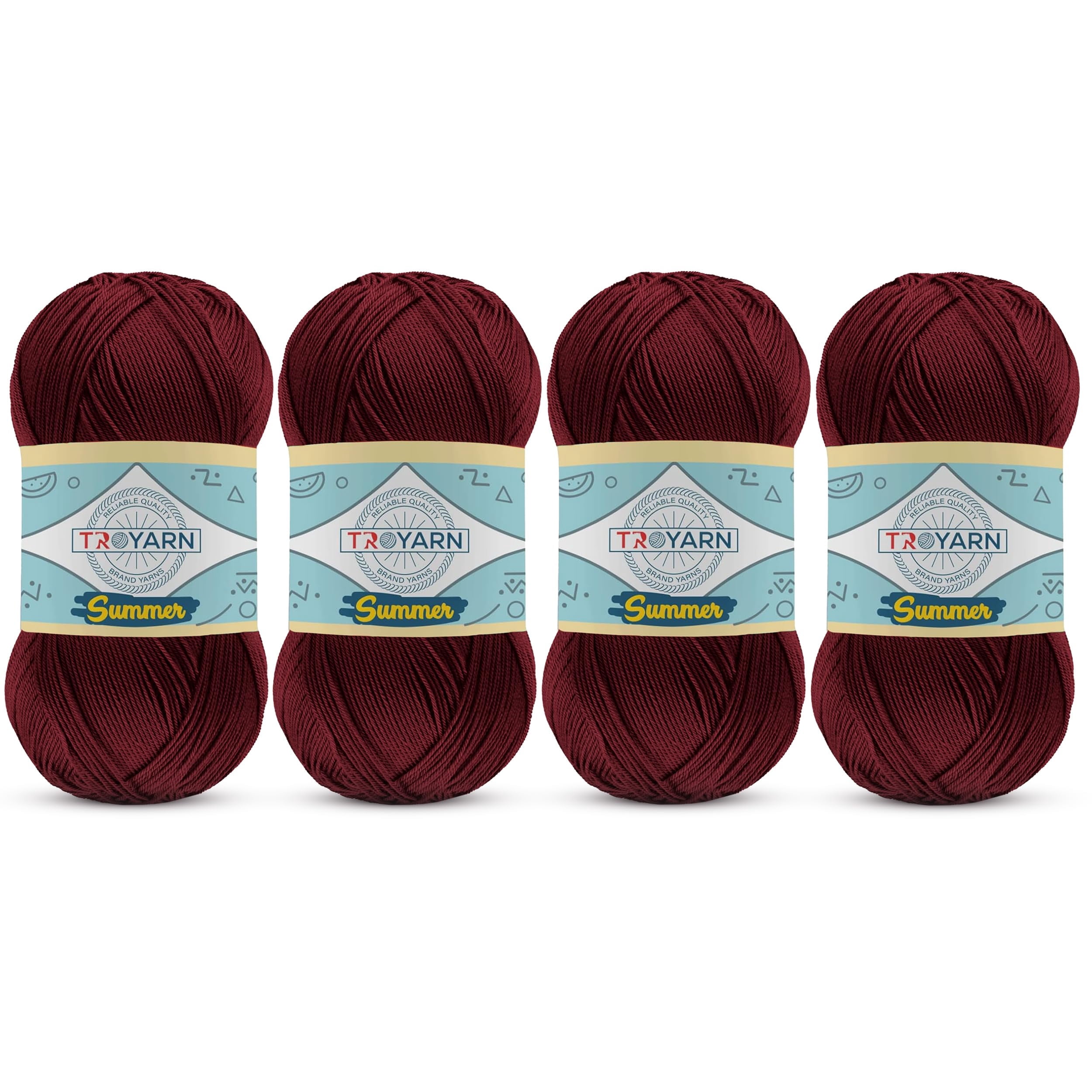 Yarn for Crocheting & Knitting - 4 Skeins (4x383 Yds) (105057 - Claret Red) Crochet Yarn - 100% Microfiber Acrylic Yarn - Knitting Yarn for Craft Projects