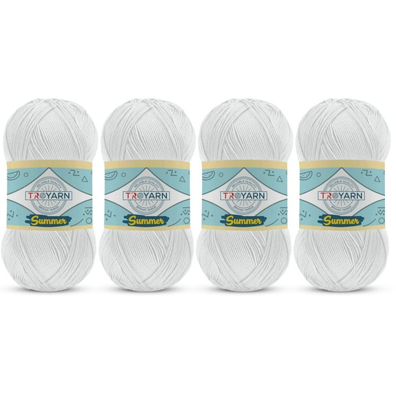 Yarn for Crocheting & Knitting - 4 Skeins (4x383 Yds) (1051055 - Sugar White) Crochet Yarn - 100% Microfiber Acrylic Yarn - Knitting Yarn for Craft Projects