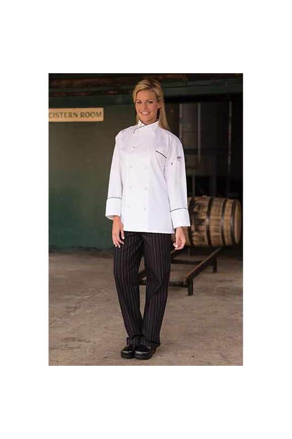 Yarn Dyed Baggy Chef Pant in Red and white Pinstripe - XLarge