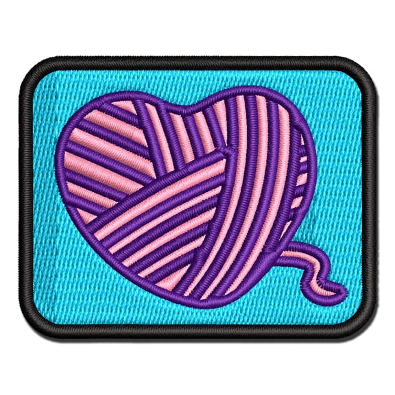 Yarn Heart Applique Multi-Color Embroidered Iron-On Patch - 2.0 Inch Mini