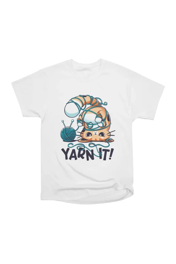 Yarn It Cute Funny Silly Cat T-Shirt Tee Gift For Him Merch For Her Apparel For Friend