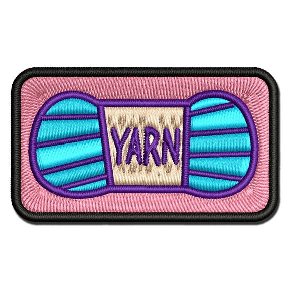 Yarn Knitting Crochet Skein Doodle Applique Multi-Color Embroidered Hook & Loop Patch - 2.5 Inch Small