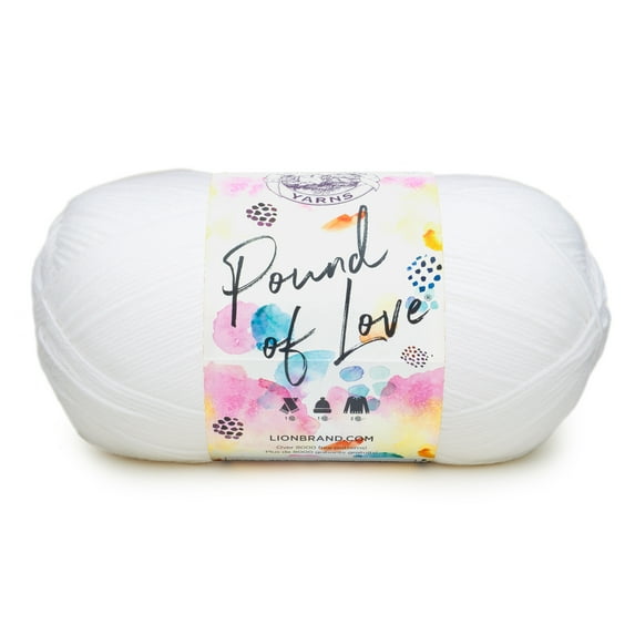 Lion Brand Yarn Pound of Love White 4 Medium Worsted Yarn White 16 oz 1020 yards