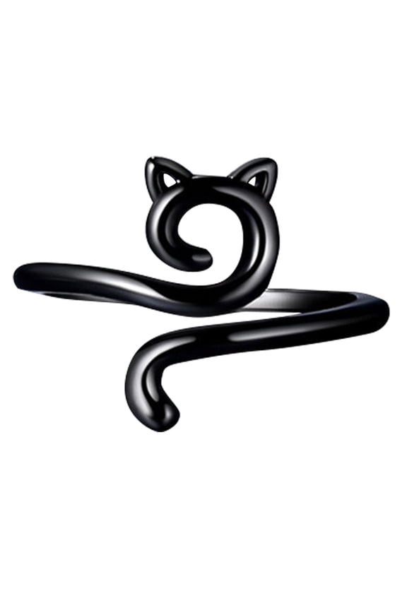 Yarn Ring Cat Kitty Ears Adjustable Size Crochet Ring, Alloy Material, Black Color, One Size, Beginner Knitting Crocheting Tension Regulator