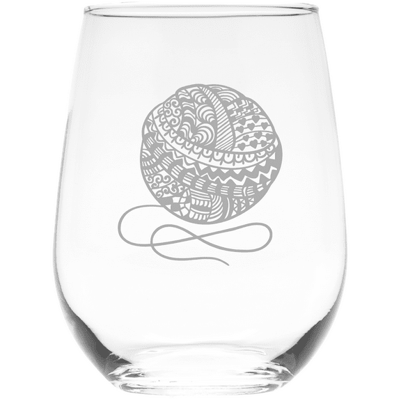 C&M Personal Gifts 17 oz Yarn Ball Crafter Themed Stemless Wine Glass