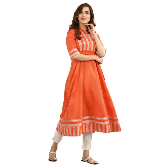 Yarn-dyed Kurta - Orange-Small
