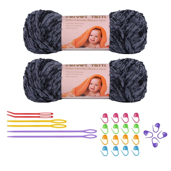 Yarn for Crocheting Clearance Hwkond Hand Woven Crochet Yarn In A Velvet Yarn Ball Skin Friendly And Soft Yarn,(Dark Gray)