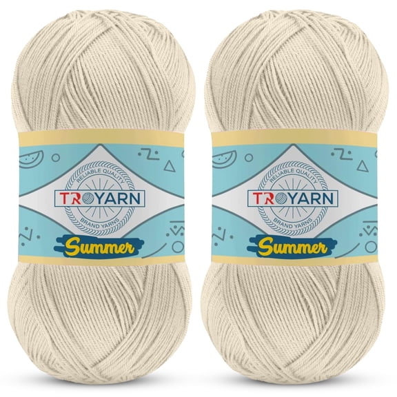 Yarn for Crocheting & Knitting - 2 Skeins (2x383 Yds) (105001 - Cream) Crochet Yarn - 100% Microfiber Acrylic Yarn - Knitting Yarn for Craft Projects