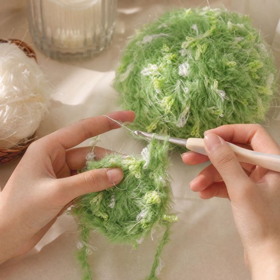 Yarn for Knitting, Sage Green Fleece Crochet Yarn Hand Knitting Yarn for Scarves Hats Bags Accessories DIY Craft