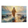 thumbnail image 1 of YarnArtistry Walks on Water Christ Religious Painting 12 in x 18 in Framed Canvas Art Prints, 1 of 6