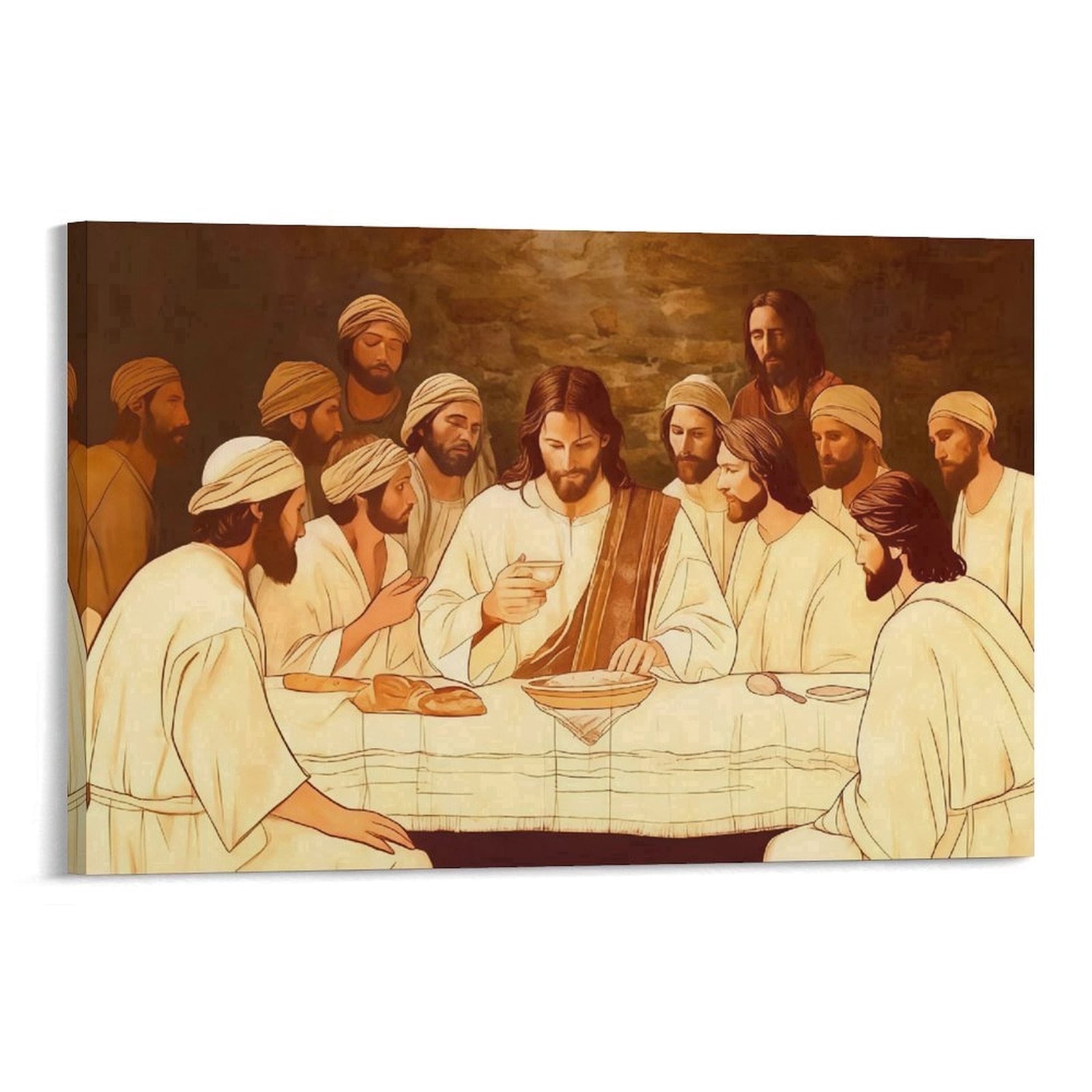 YarnArtistry Framed Canvas Wall Art, Last Supper Wall Decor Painting, Posters Print Dining Room Pictures for Church Home Bedroom Living Room Home Decortion