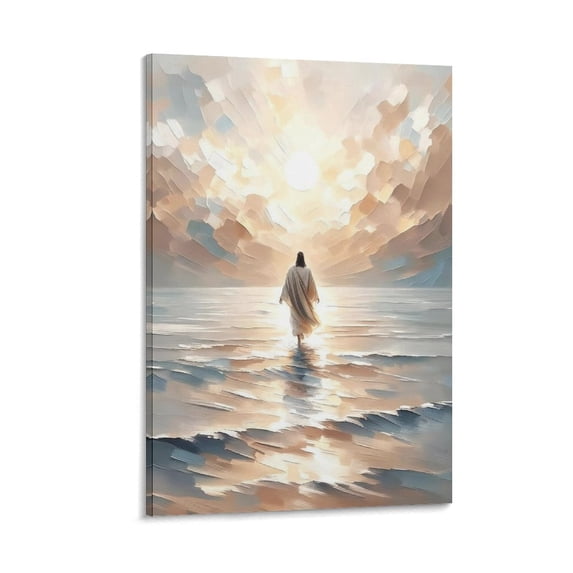 YarnArtistry Jesus Walking on Water Canvas Wall Art Christian Bible Stories Wall Decor Pictures Modern Religious Posters Prints for Living Room Bedroom Church Home Decorations
