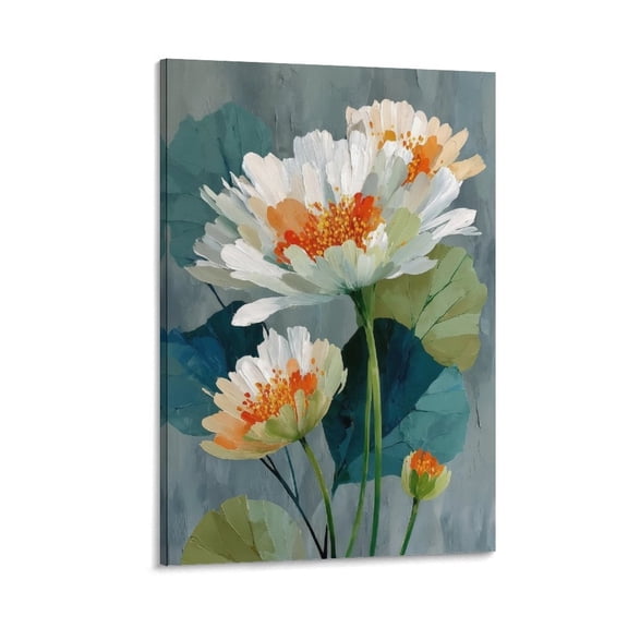 YarnArtistry Vertical Watercolor Floral Art - Sage Green Terracotta Abstract Flowers - Sweeping Brushstroke Technique - Framed Canvas Mural