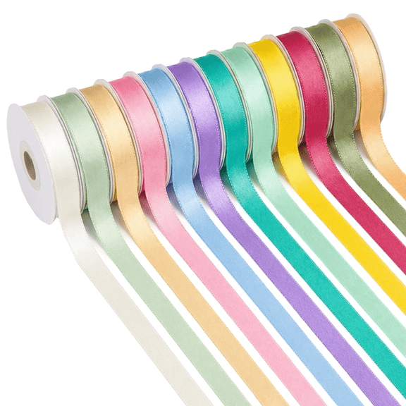 Yarniss 120 Yards Rainbow Ribbon 12 Colors 3/8" x 10 Yards/Roll, Colorful Satin Spring Ribbon for Craft Projects Hair Bows Gift