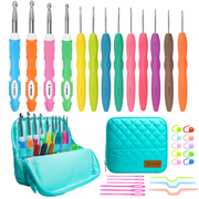 Yarniss 33 pcs Crochet Hooks Kit Knitting Accessories with Crochet Case, Colorful Ergonomic Crochet Needles Set with Case