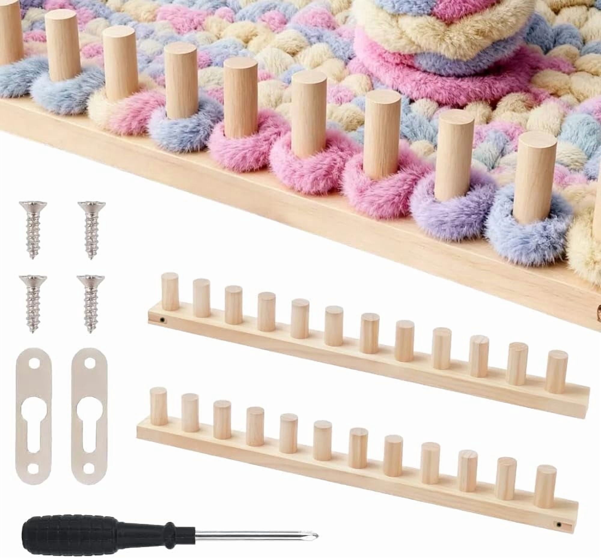Yarniss 47" Chunky Blanket Loom Kit, Wooden Knitting Loom Frame for Hand, Thick Yarn Knitting Tools for Beginner 2 Packs