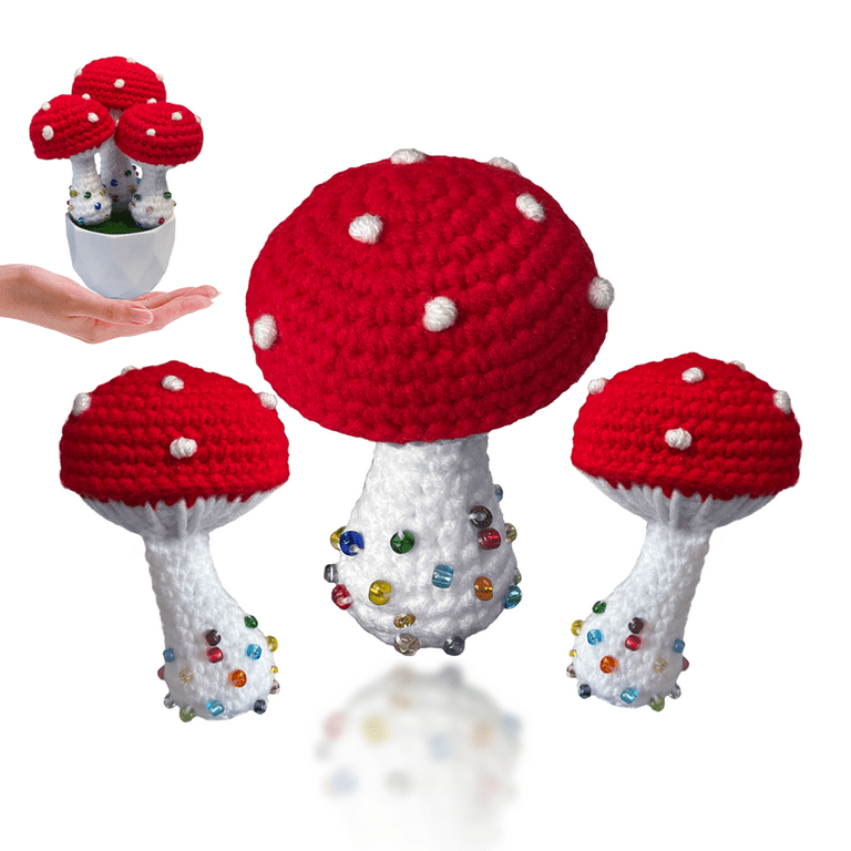Yarniss Beginner Crochet Kit for Mushrooms,Kid Crochet Kit with Step by Step Video Tutorial (Valentine Days Gifts), Size: 9.45 x 4.72 x 3.15