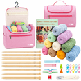 thumbnail image 1 of Yarniss Complete Knitting Kit for Beginners, Bamboo Knitting Needles Set 3.75mm-7mm, 10 yarn balls, Storage Case & Full Accessories, All-in-One Knitters Gift for Adults, 1 of 8