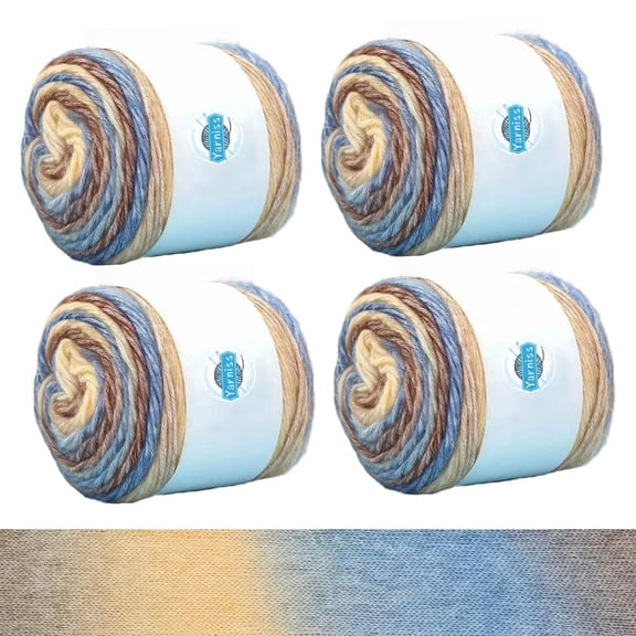 Yarniss Cake Yarn for Crocheting,Gradient Cake Yarns 4 Packs of 100g,Ombré Yarns Rainbow Cotton Yarn for Making Colorful Crafts, Khaki Gradient