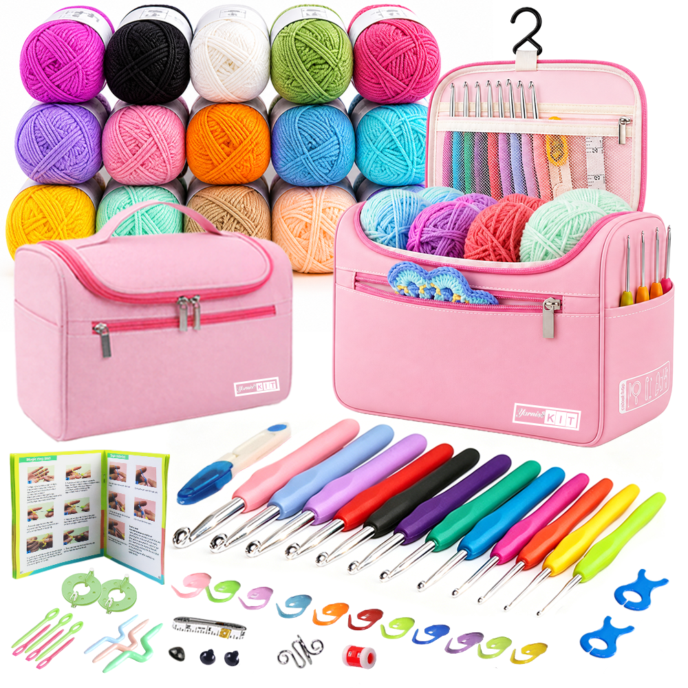 59 Piece Crochet Kit（pink）