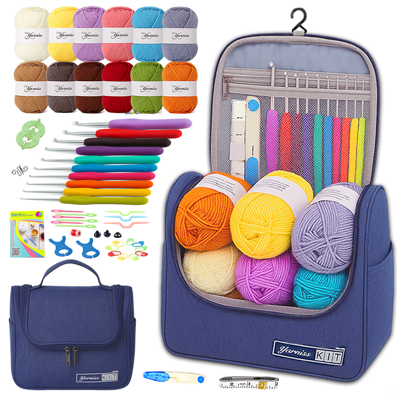 Yarniss Crochet Starter Kit, 840 Yards Acrylic Yarn, 10 Soft Grip