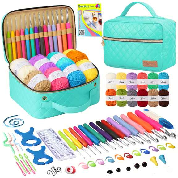 Yarniss Crochet Kit for Beginners,60 Pcs Starter Crochet Kits Include Soft Yarn,Hooks and Accessories