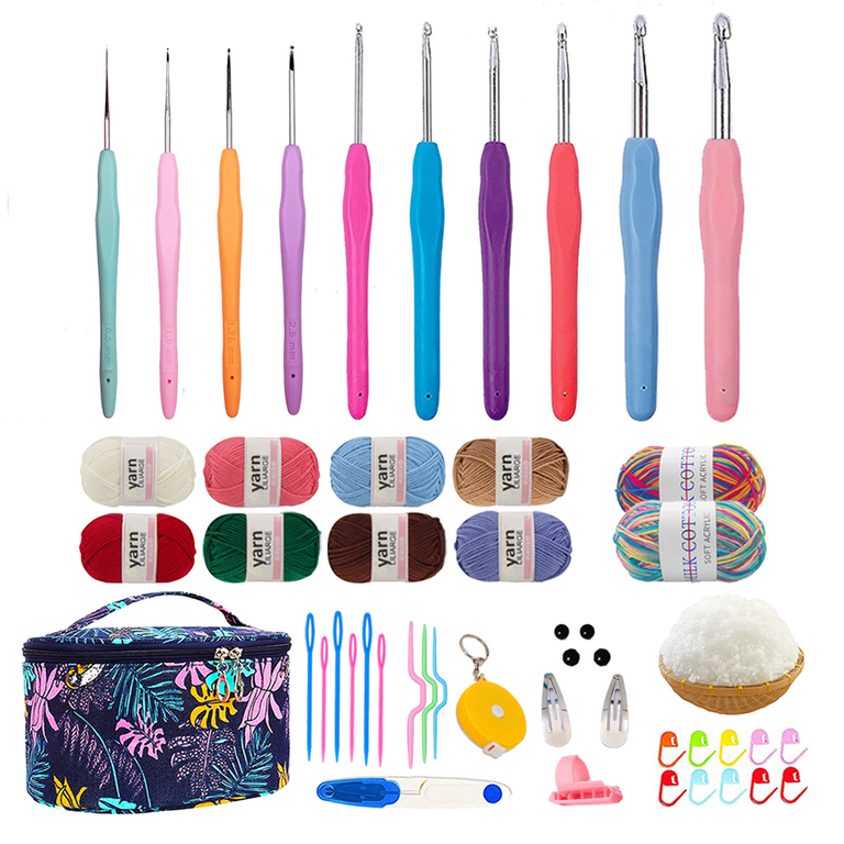 Yarniss Crochet Kits for Beginners with 10 Yarn Skeins, Crochet Hooks Set  with Soft Grips 0.5mm to 8.0mm