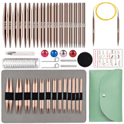 Yarniss Interchangeable Circular Knitting Needles Set, 13 Pairs Aluminum Knitting Needles 3.0mm-10.0mm, Complete Kit with Accessories