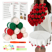 Yarniss Crochet Blanket Kit for Beginners with Instruction & Video Tutorial, Floral Pattern, 70 cm