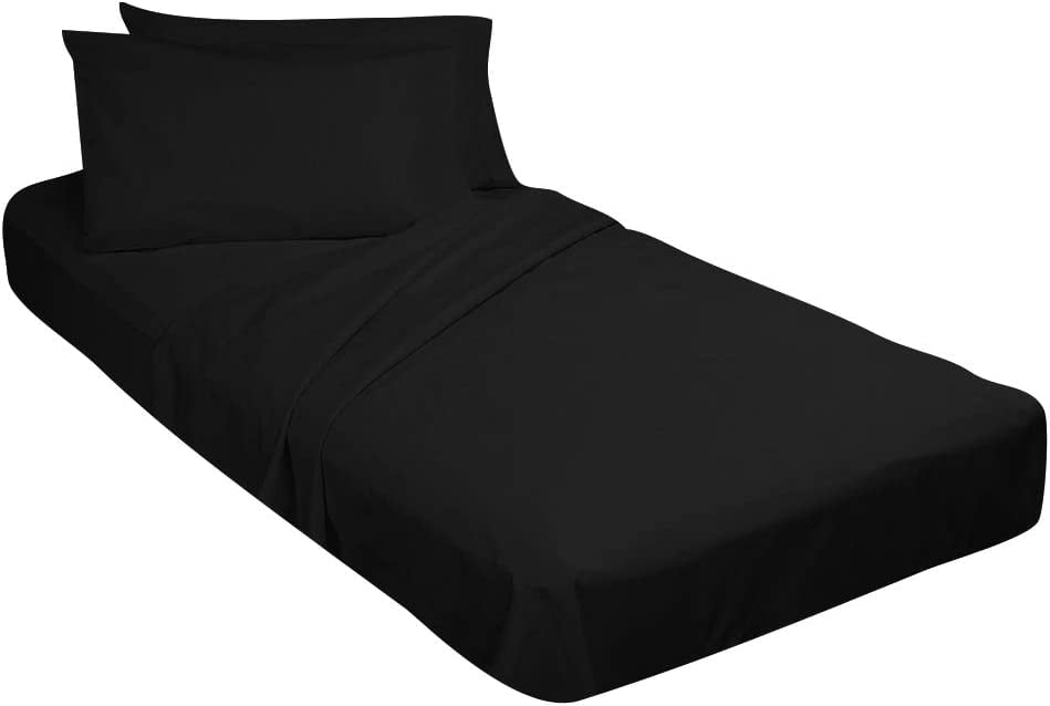 Yarns of Cotton Bed Cot Fitted Sheet 25" x 75" Black Solid 1 Qty